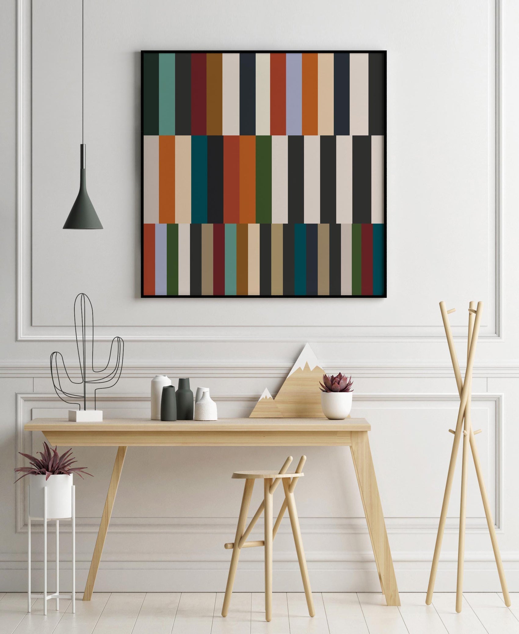 Bold Colorful Striped Geometric Print - Large Square Art