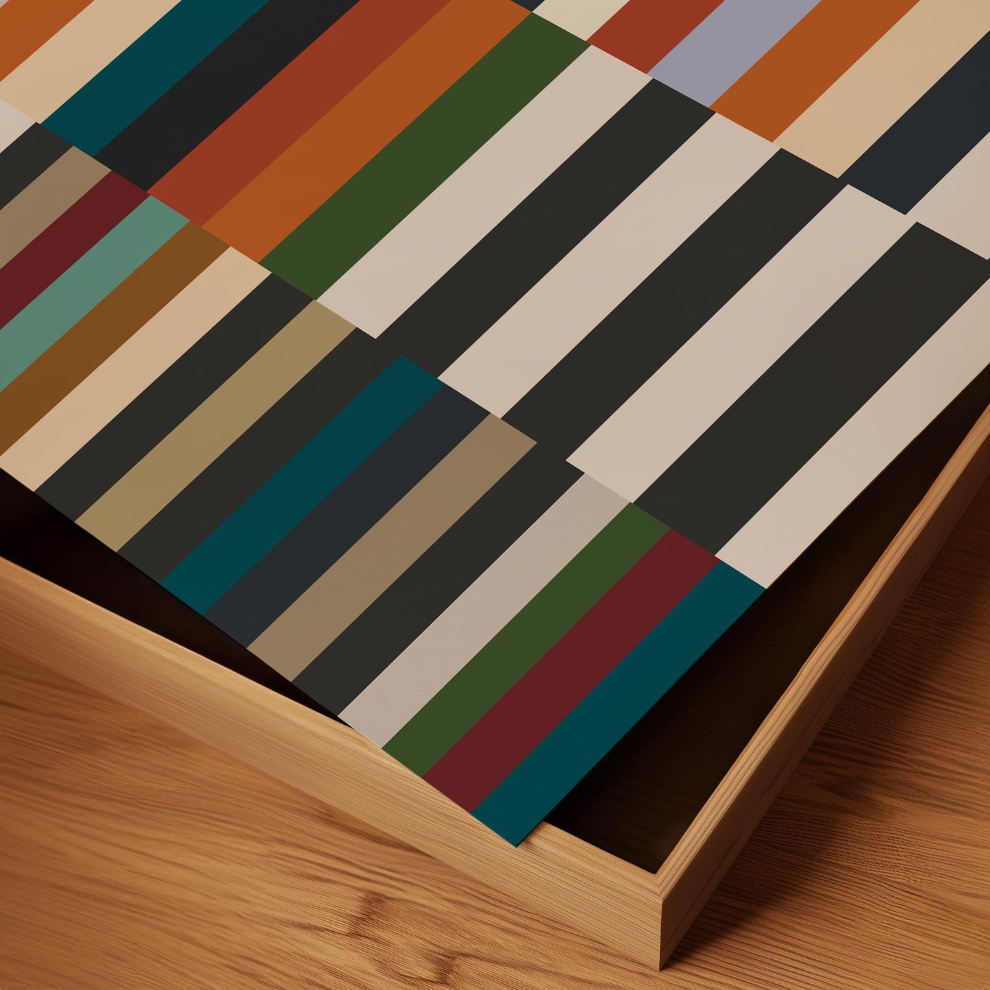 Bold Colorful Striped Geometric Print - Large Square Art