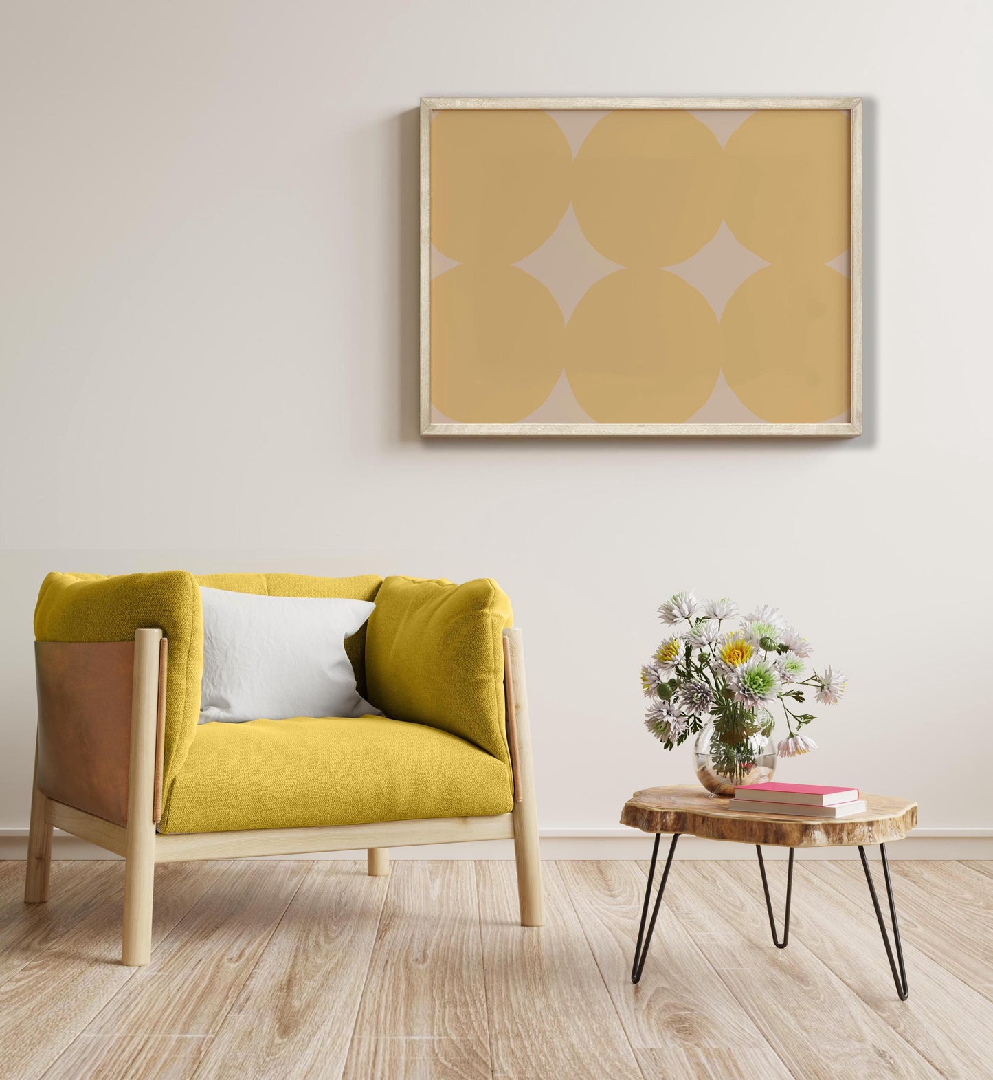 Soft Yellow Abstract Circles Art - Pattern Prints