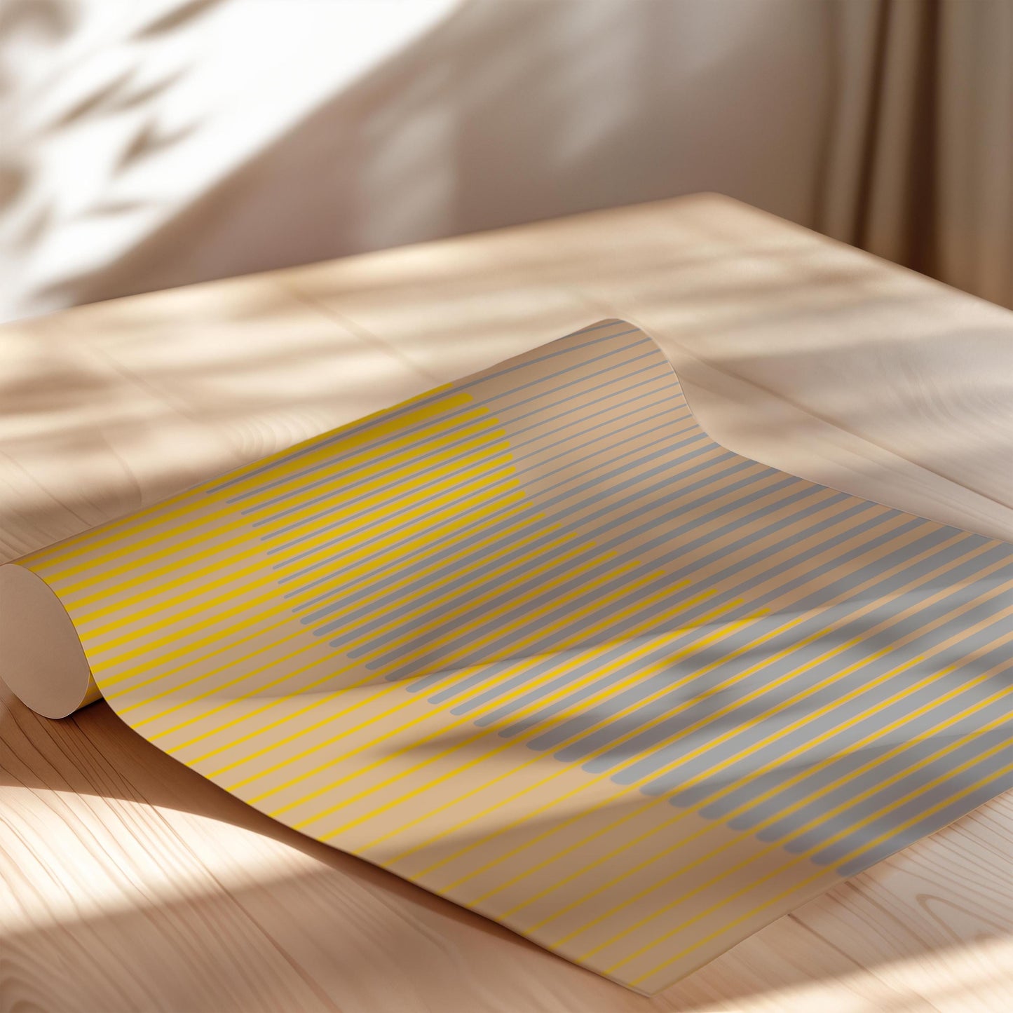 Modern Yellow and Blue Line Art Print - Minimal Abstract Wall Decor